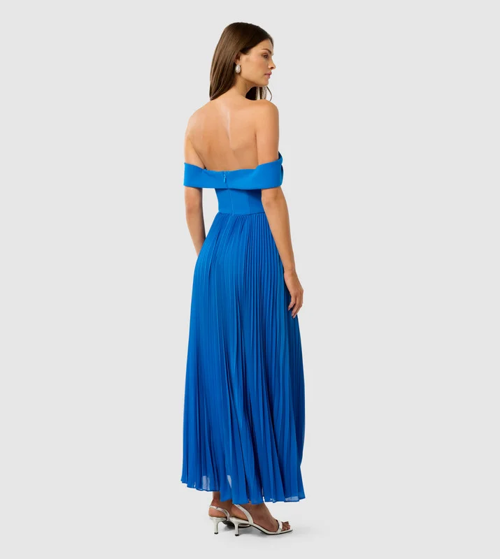 forever new  LOUISE Off Shoulder Pleated Maxi Dress for Women | Best Price UAE